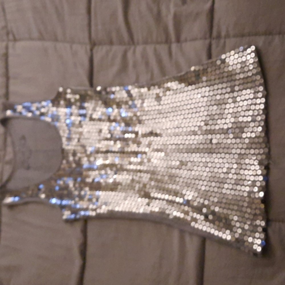 Silver sequin tank top